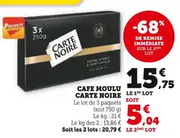 U Express CARTE NOIR Café moulu offre