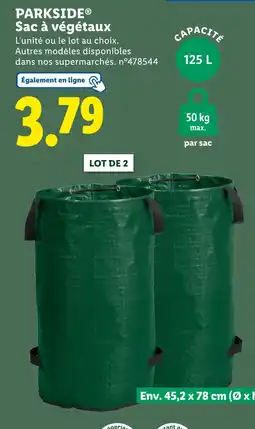 Lidl PARKSIDE Sac à végétaux offre