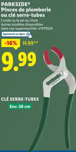 Lidl PARKSIDE CLÉ SERRE-TUBES offre