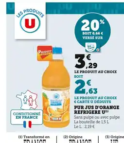 U Express U Pur jus d'orange réfrigéré offre