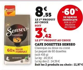 U Express SENSEO Café dosettes offre