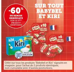 U Express BABYBEL KIRI -60% de remise immédiate sur le 2ème produit identique sur tout babybel et kiri offre