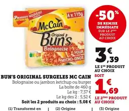U Express McCain Bun's original surgelés offre