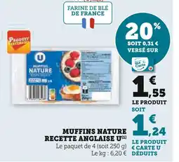 U Express U Muffins nature recette anglaise offre