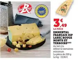 Super U Label rouge - emmental francais igp monts et terroirs offre