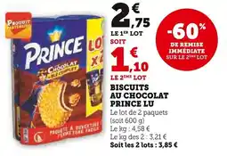 Super U Biscuits au chocolat prince lu offre