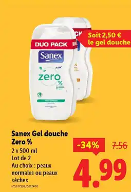 Lidl SANEX Gel douche Zero offre