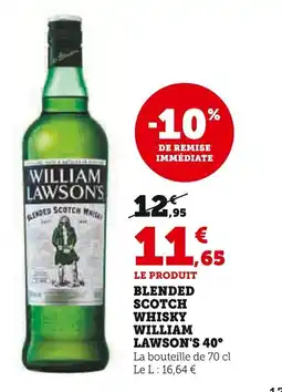 Super U Blended scotch whisky william lawson's 40° offre