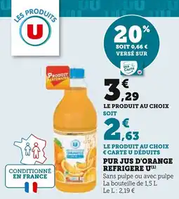 Super U Pur jus d'orange refrigere u offre