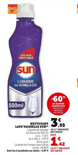 Super U Nettoyant lave vaisselle sun offre