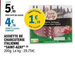 E.Leclerc SAINT-AZAY Assiette de charcuterie italienne offre