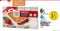 E.Leclerc CÔTÉ TABLE Lasagnes à la bolognaise offre