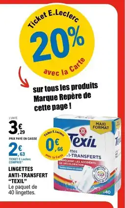 E.Leclerc TEXIL Lingettes anti-transfert offre
