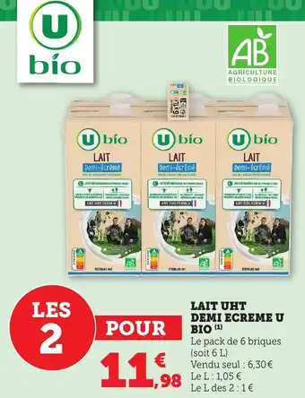 Bi1 Lait uht demi ecreme u bio offre