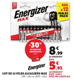 Bi1 Lot de 12 piles alcalines max offre