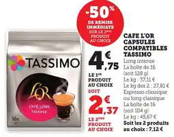 Bi1 Cafe l'or capsules compatibles tassimo offre