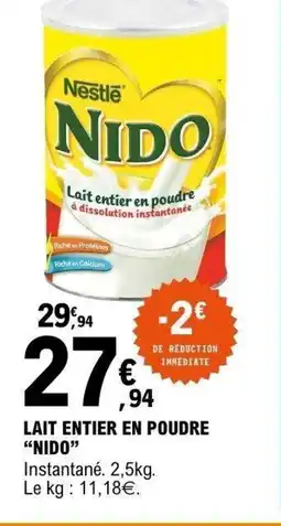 E.Leclerc NIDO Lait entier en poudre offre
