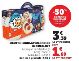 Bi1 Oeuf chocolat surprise kinder joy offre