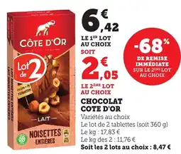 Bi1 Chocolat cote d'or offre