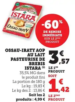 Bi1 Ossau-iraty aop au lait pasteurise de brebis istara offre