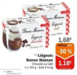 Colruyt Bonne Maman Liégeois Chocolat offre