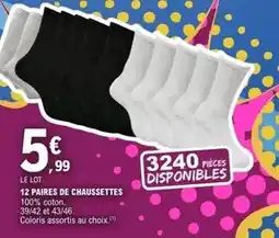 E.Leclerc 12 paires de chaussettes offre