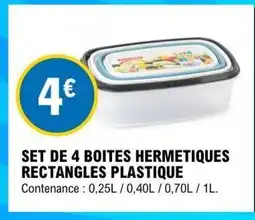 E.Leclerc Set de 4 boites hermetiques rectangles plastique offre