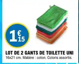 E.Leclerc Lot de 2 gants de toilette uni offre