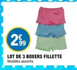 E.Leclerc Lot de 3 boxers fillette offre