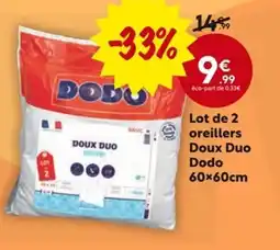 La Foir'Fouille DODO Lot de 2 oreillers Doux Duo offre