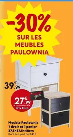 La Foir'Fouille Meuble Paulownia 1 tiroir et 1 panier offre