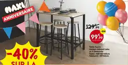 La Foir'Fouille Table haute mange-debout Loka et 4 tabourets offre