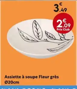 La Foir'Fouille Assiette à soupe Fleur grès offre