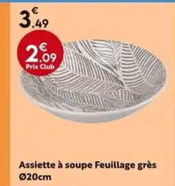 La Foir'Fouille Assiette à soupe Feuillage grès offre
