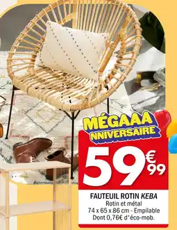 La Foir'Fouille Fauteuil en rotin Keba offre