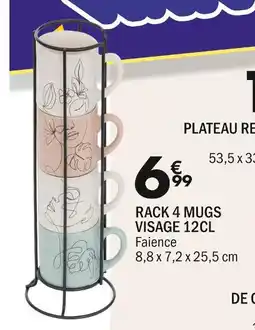 La Foir'Fouille Rack 4 mugs visage 12cl offre