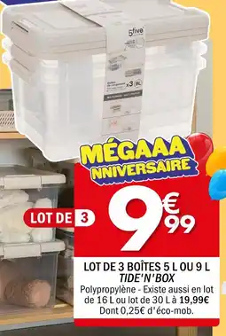 La Foir'Fouille TIDE'N'BOX Lot de 3 boîtes 5 L ou 9 L offre