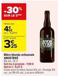 Carrefour Market Bière blonde artisanale offre