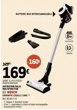 E.Leclerc Bosch - aspirateur balai multifonction offre