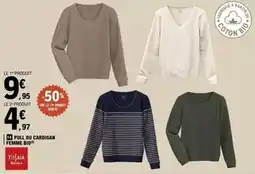 E.Leclerc Tissaia - pull ou cardigan femme bio offre