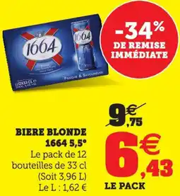 Super U Biere blonde 1664 5,5° offre