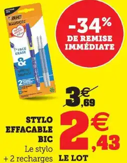 Super U Stylo effacable bic offre