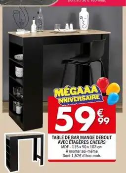 La Foir'Fouille Table de bar mange debout avec étagères cheers offre