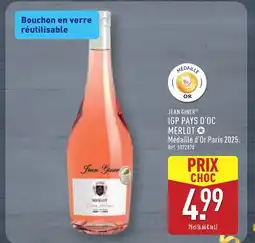 ALDI JEAN GINER Igp pays d'oc merlot offre