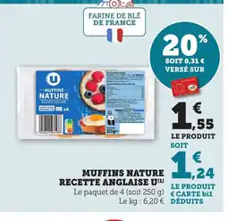 Maximarché Muffins nature recette anglaise u offre