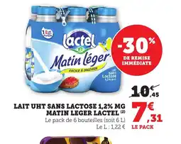 Maximarché LACTEL Lait uht sans lactose 1,2% mg matin leger offre