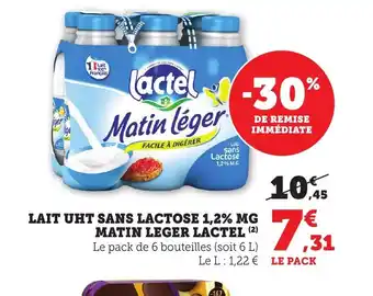 Maximarché LACTEL Lait uht sans lactose 1,2% mg matin leger offre