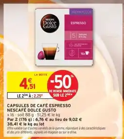 Intermarché Capsules De Café Espresso Nescafé Dolce Gusto offre