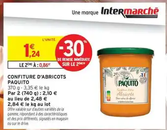 Intermarché CONFITURE D'ABRICOTS PAQUITO offre