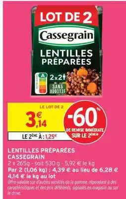 Intermarché LENTILLES PRÉPARÉES “CASSEGRAIN” offre